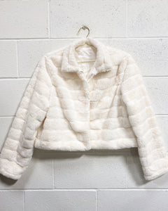 Cream Faux Fur Waist Jacket (L)