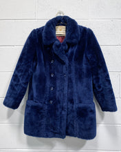 Load image into Gallery viewer, Vintage Navy Blue Faux Fur Coat
