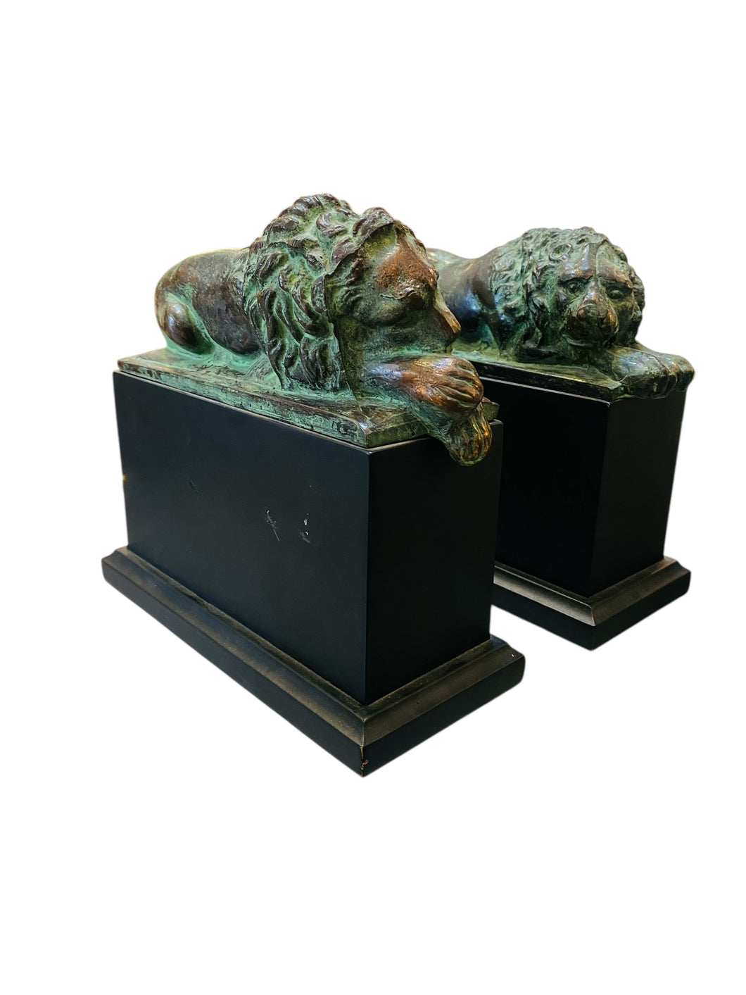Pair of Cast Bronze Lion Bookends