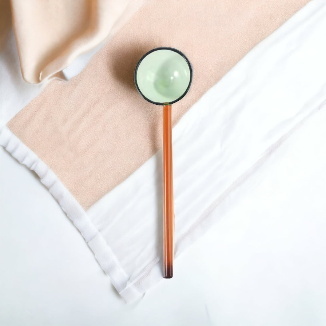 orange green Glass Round Spoon