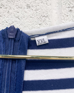 Navy Blue and White Striped Dress (XXL)