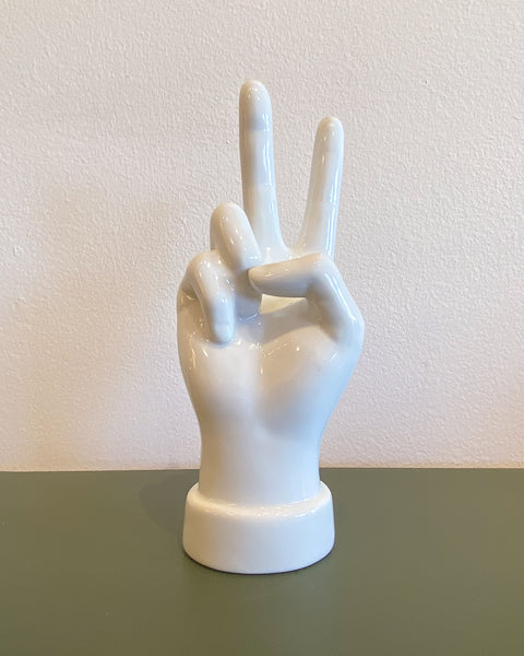 White Ceramic Hand Peace Sign Figurine – Sunbeam Vintage