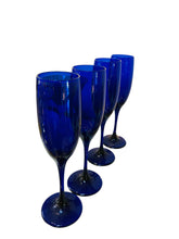 Load image into Gallery viewer, Set of Four Cobalt Blue Champagne Glasses
