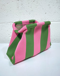 Pink and Green Striped Clutch