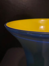 Load image into Gallery viewer, Blue and Yellow Holmeggard Trumpet Vase
