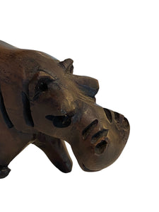 Small Hand carved Wooden Hippo