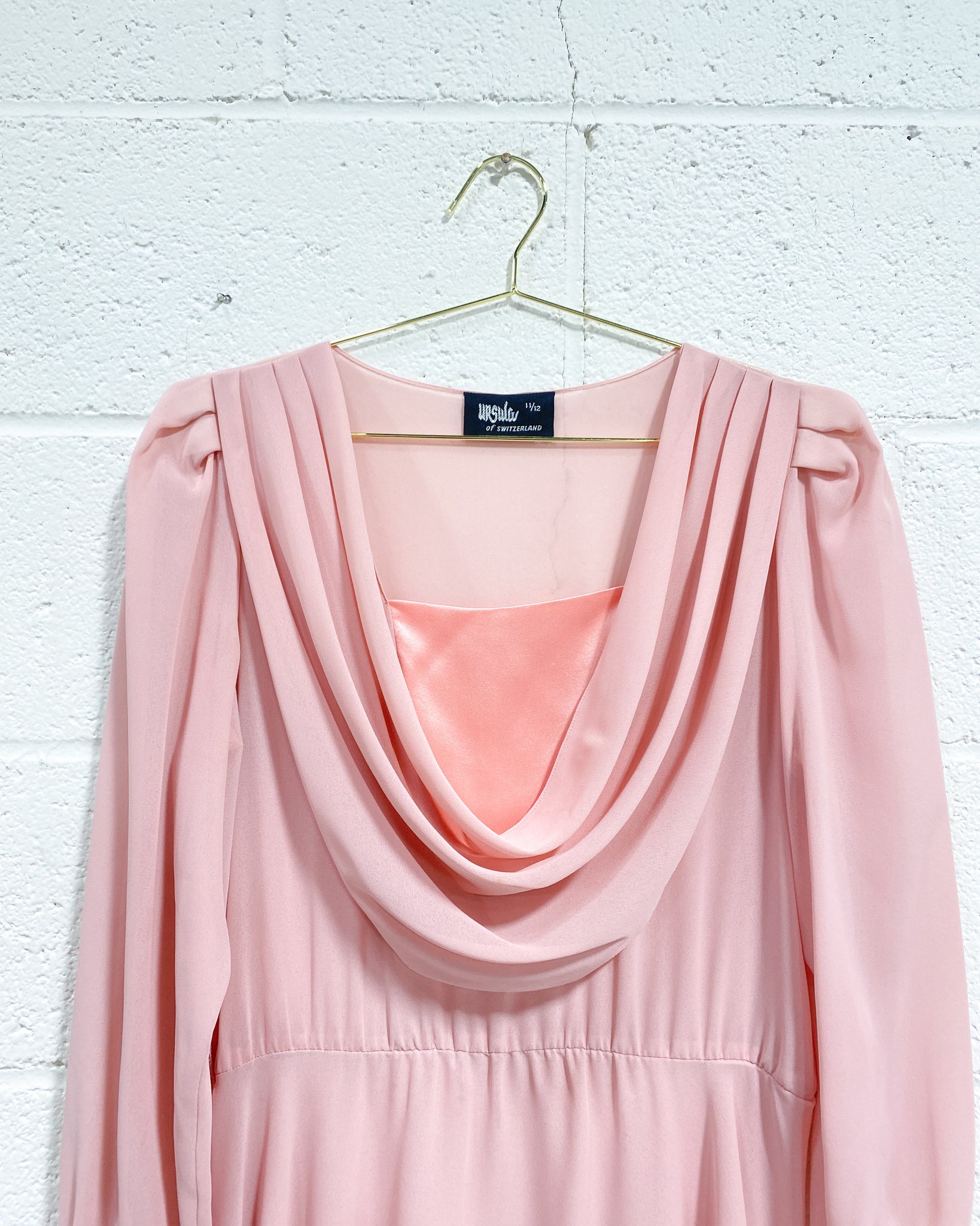 vintage pink chiffon dress 1960s Vintage Jerry Marsch For Mardi Gras Pink Chiffon Dress