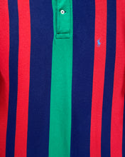 Load image into Gallery viewer, Red Blue and Green Striped Polo Shirt (L)
