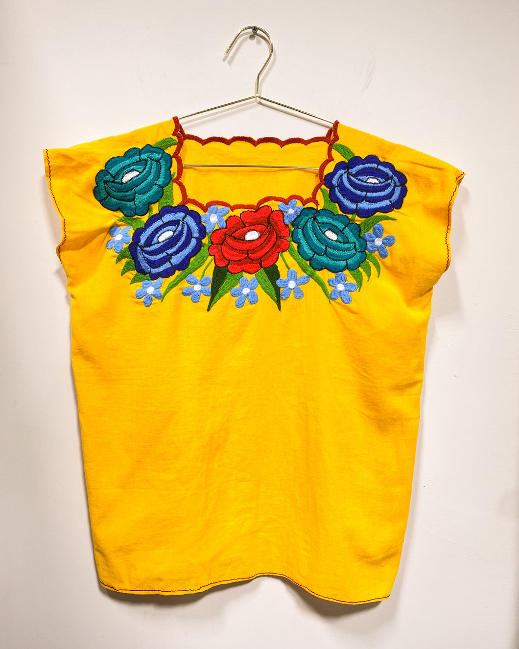 Marigold Colored Mexican Huilpil Blouse