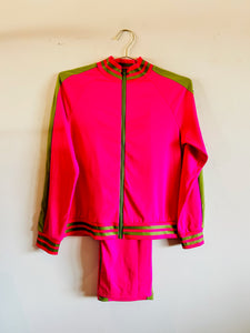 Magenta and Green Track Suit