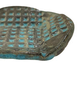 Load image into Gallery viewer, Circular Turquoise and Black Stoneware with a Square base Trinket Dish
