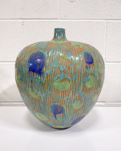 Bulbous Ceramic Peacock Vase