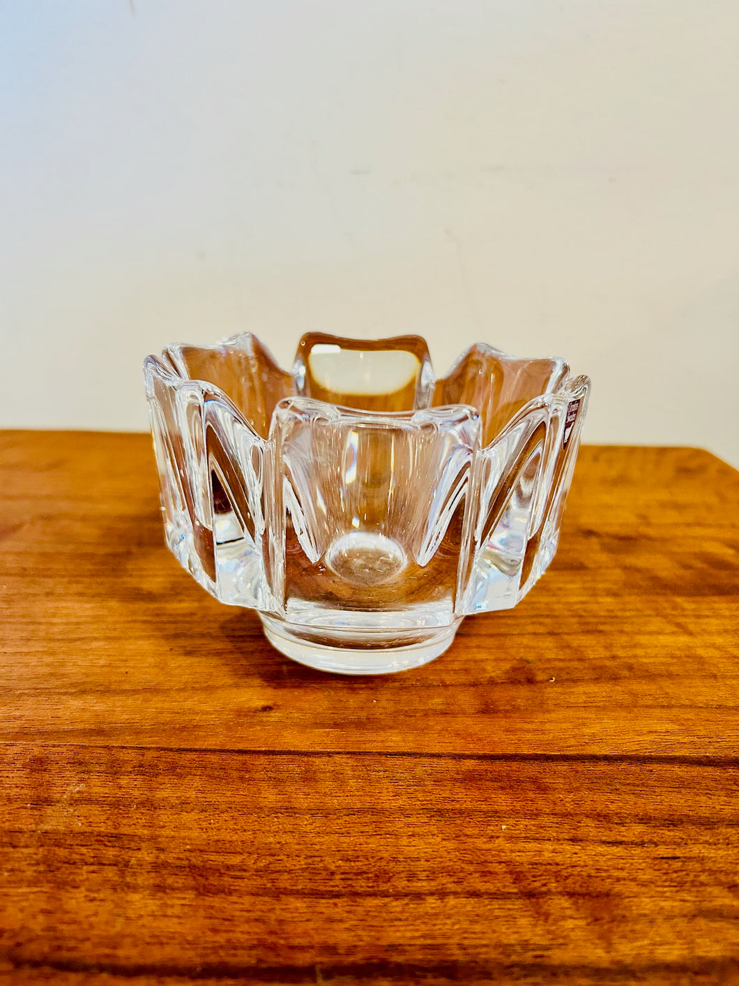 Orrefors Crystal Rectangle Petal Flower Trinket Bowl