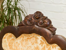 Load image into Gallery viewer, Edwardian Solid Walnut Frame Victorian Damask Gold Sofa
