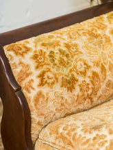 Load image into Gallery viewer, Edwardian Solid Walnut Frame Victorian Damask Gold Sofa
