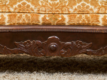 Load image into Gallery viewer, Edwardian Solid Walnut Frame Victorian Damask Gold Sofa
