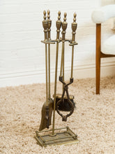 Load image into Gallery viewer, Antique Fireplace Tools Set Lady Barbola Swag Ribbon Victorian Metal Vtg.
