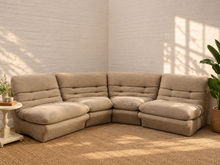 Load image into Gallery viewer, 70s-Style Curved Modular Sectional Sofa in Textured Gray
