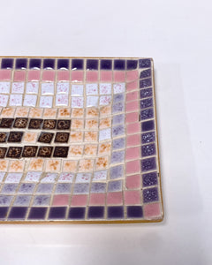 Vintage Rectangular Pink and Purple Mosaic Catchall