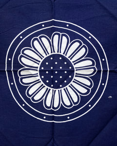 Navy Blue Scarf with Flower in Center