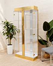 Load image into Gallery viewer, Vintage brass and mirrored glass display cabinet, Mastercraft style, alternate view 2
