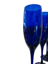 Load image into Gallery viewer, Set of Four Cobalt Blue Champagne Glasses
