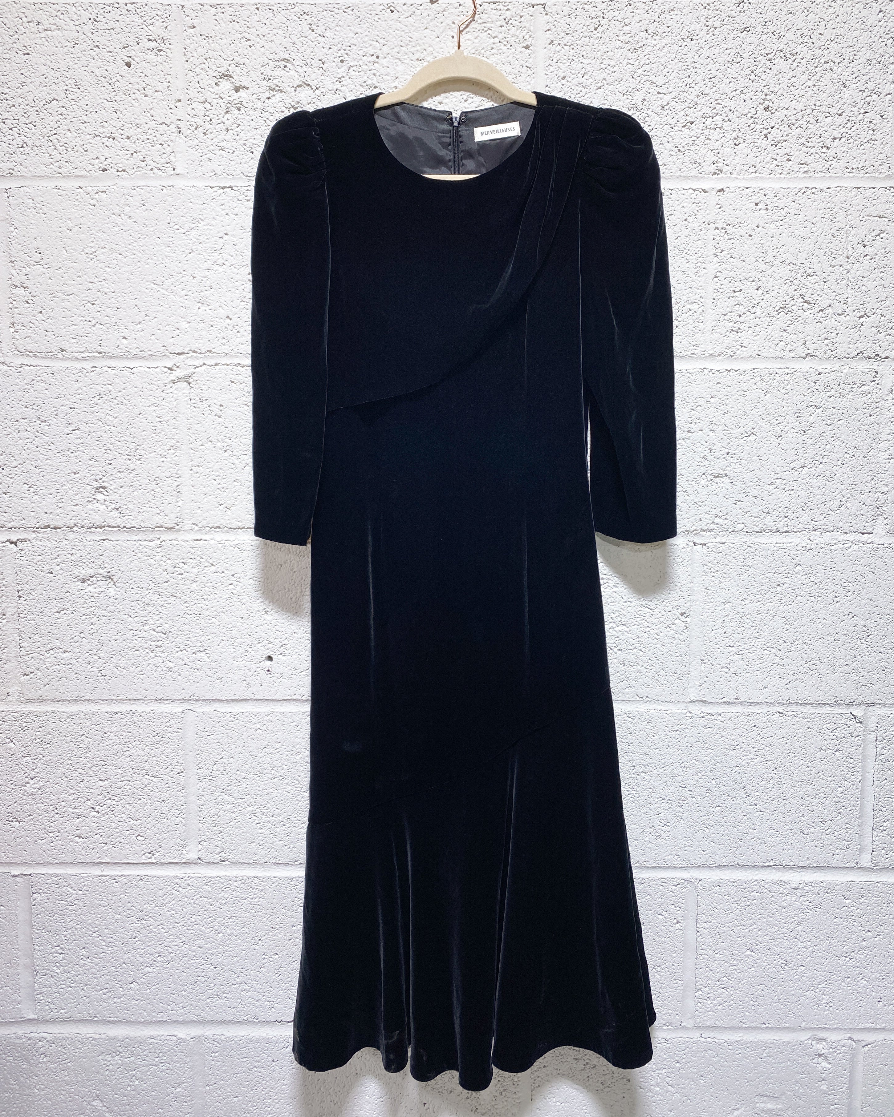 1920s Black Velvet Dress