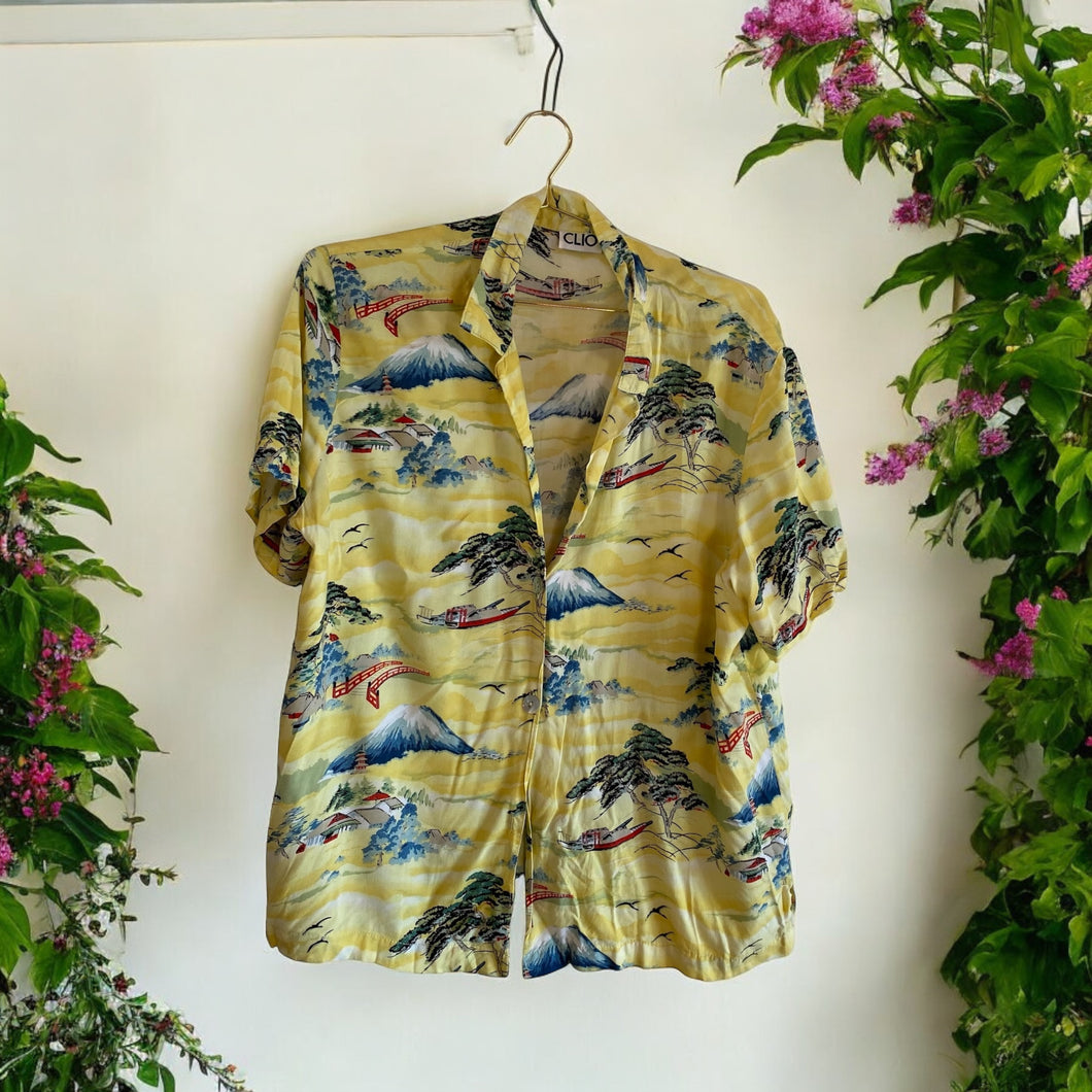 Cream Yellow Hawaiian Volcano Shirt