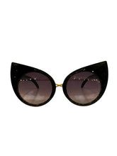 Load image into Gallery viewer, Black Cat Eye Sunnies with Gold Accent
