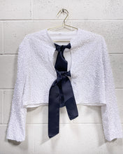 Load image into Gallery viewer, Cropped White Sequin Jacket with Black Ties (M)
