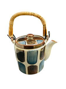 Blue and Brown Stoneware Teapot