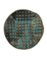Load image into Gallery viewer, Circular Turquoise and Black Stoneware with a Square base Trinket Dish
