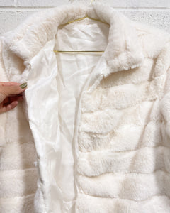Cream Faux Fur Waist Jacket (L)