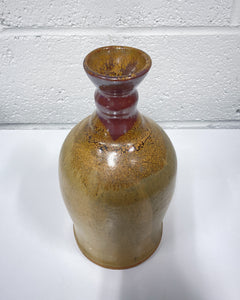 Stoneware Bottle Shaped Vase, Signed