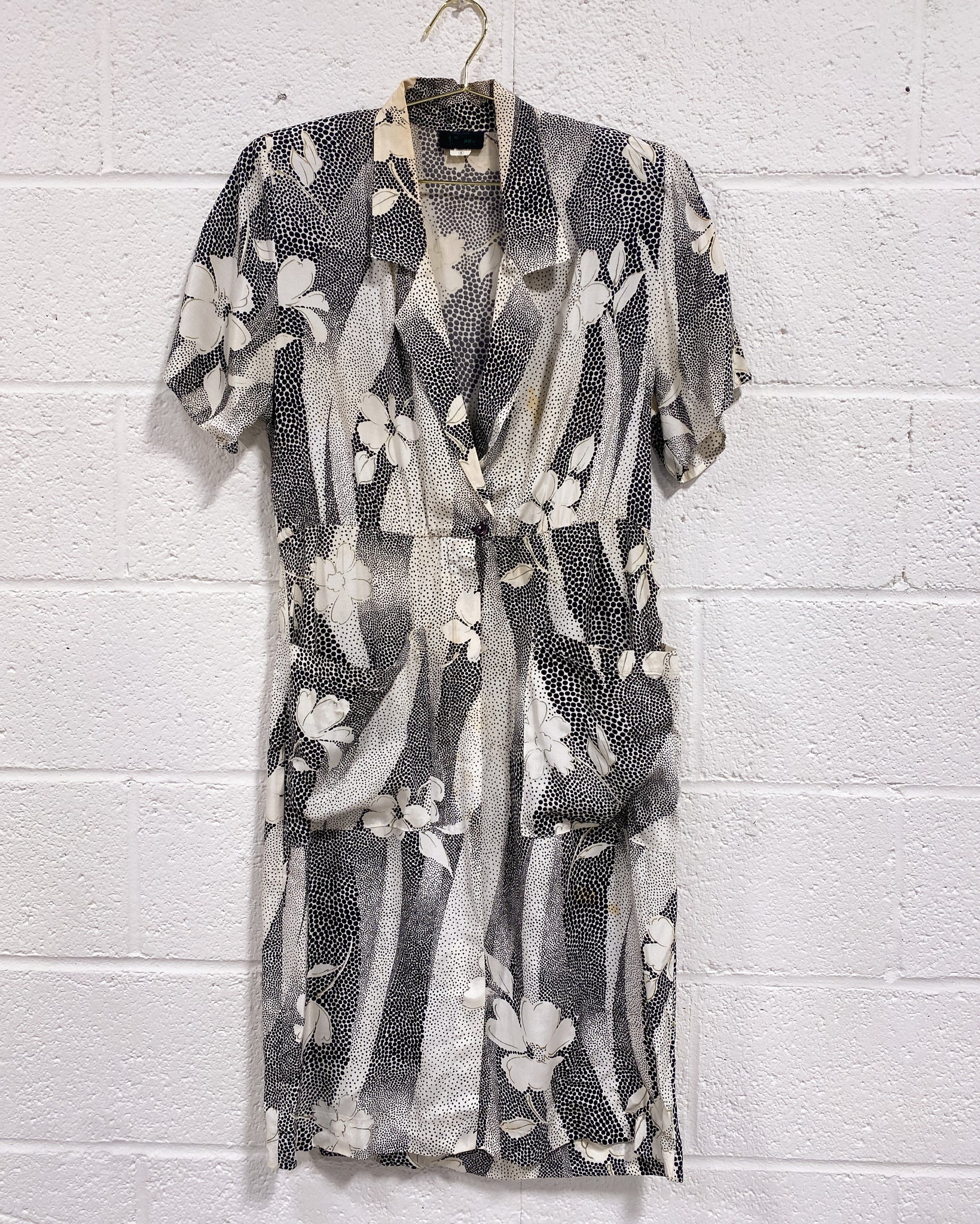 black and cream floral dress Ellie Floral Midi Dress in Black/Cream