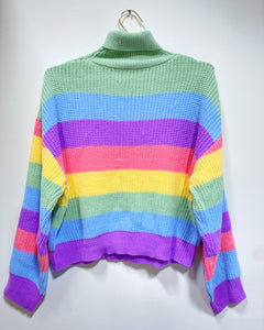 Pastel Striped Crop Sweater (XL)