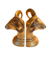 Load image into Gallery viewer, Pair of Exquisite Mid Century Brass Ram Bookends
