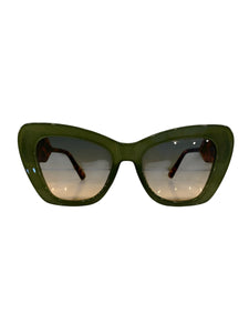 Oversized Green Cat Eye and Tortoise Pattern Stem Sunnies