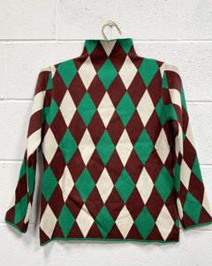 Brown, Green and Cream Diamond Pullover (L)