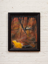 Load image into Gallery viewer, Watchful Eyes Framed Abstract Figurative Painting with Dripping Black Detail
