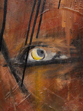 Load image into Gallery viewer, Watchful Eyes Framed Abstract Figurative Painting with Dripping Black Detail
