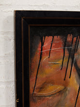 Load image into Gallery viewer, Watchful Eyes Framed Abstract Figurative Painting with Dripping Black Detail
