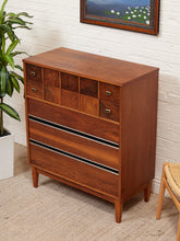 Load image into Gallery viewer, Restored Walnut Highboy Dresser with Black Lines
