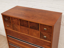 Load image into Gallery viewer, Restored Walnut Highboy Dresser with Black Lines
