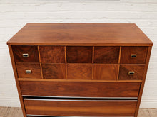 Load image into Gallery viewer, Restored Walnut Highboy Dresser with Black Lines

