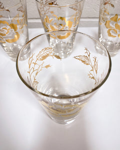 Vintage Set of 4 Rose Glasses