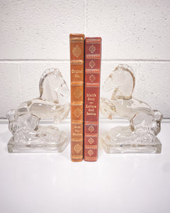 Vintage Glass Horse Bookends - As Found