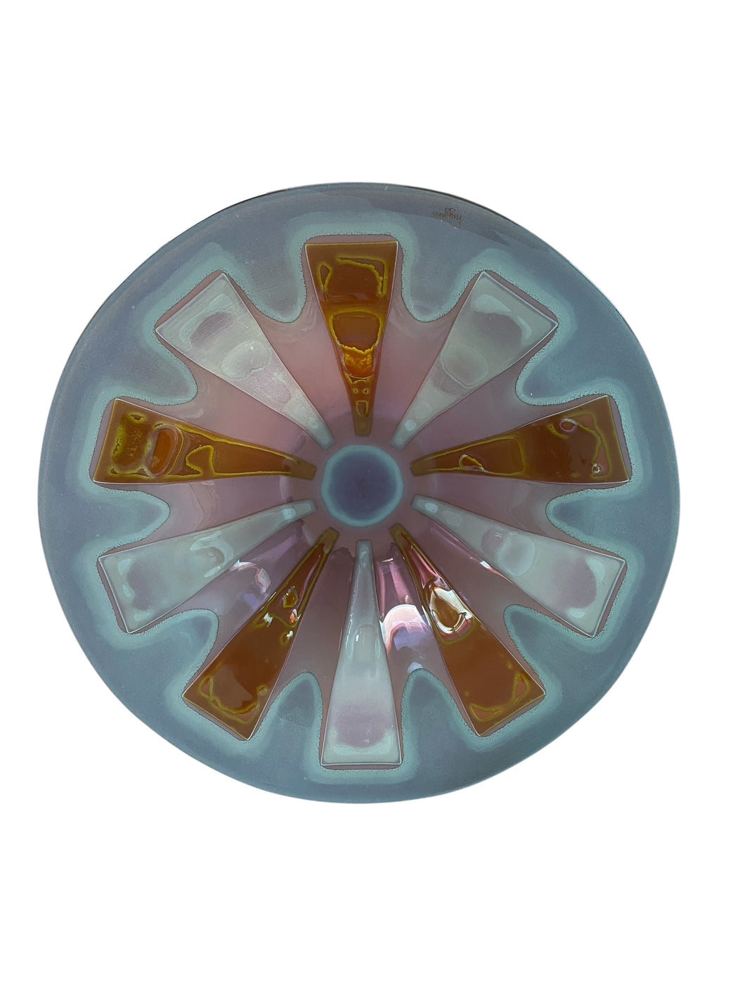 Higgins Fused Glass Pink and Orange Bowl
