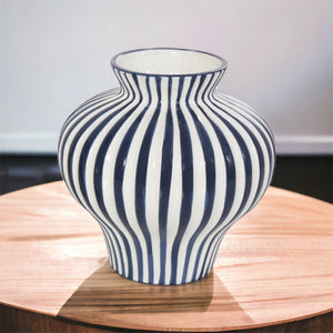 Modernist Blue Striped Vase
