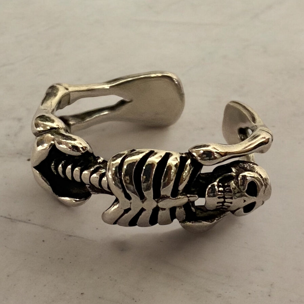 Silver Fullbody Skeleton Adjustable Ring